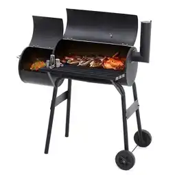 Tesco Living and Home Outdoor Charcoal BBQ Grill with Portable Trolley Wheels - Cylinder Black offer