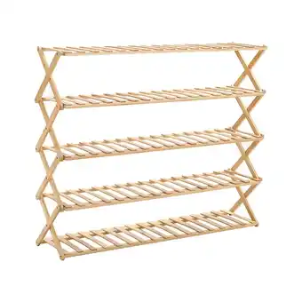 Tesco Living and Home 5-Tier Bamboo Flower Stand - Multifunctional Storage Rack - Narural offer