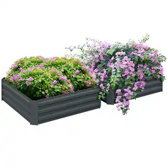 Tesco Outsunny Set of 2 Raised Garden Bed Galvanised Planter Box Easy Setup offer