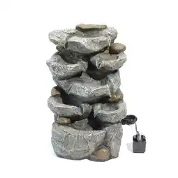 Tesco Living and Home Outdoor LED Waterfall Fountain with Rockery Garden Decor offer