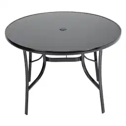 Tesco Living and Home Metal and Tempered Glass Garden Table Outdoor - Black offer