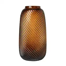 Tesco BHS Cognac Tall Lenticular Glass Vase, Amber offer