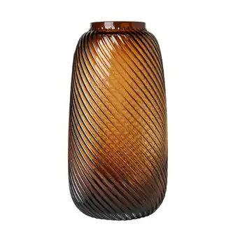 Tesco BHS Cognac Tall Lenticular Glass Vase, Amber offer