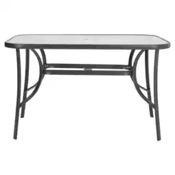 Tesco Living and Home Rectangle Tempered Glass Outdoor Coffee Table with Umbrella Hole offer