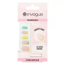 Tesco Invogue Groovy Baby Nails Square Nails (24 Pieces) offer