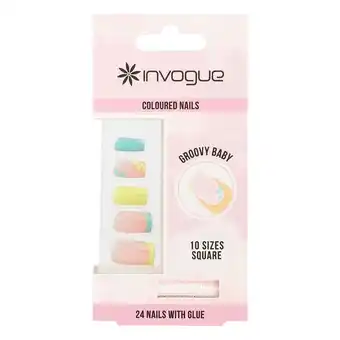 Tesco Invogue Groovy Baby Nails Square Nails (24 Pieces) offer