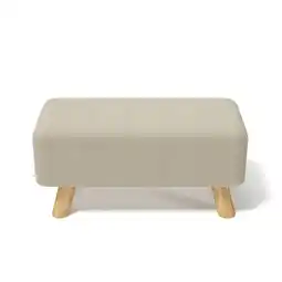 Tesco Living and Home Rectangular Ottoman Footrest with Wood Legs - Beige offer