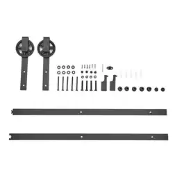 Tesco Living and Home Rustic Barn Door Hardware Kit with Wheel Rollers 6.6ft offer