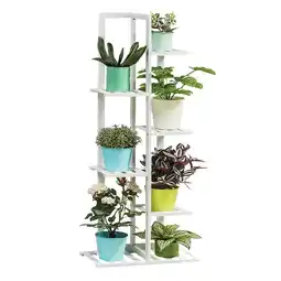 Tesco Living and Home Wooden Multi-Tiered Potted Plant Stand - White offer