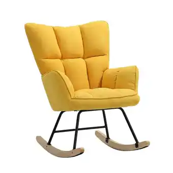 Tesco Living and Home Tufted Linen Upholstered Rocking Chair - Yellow offer