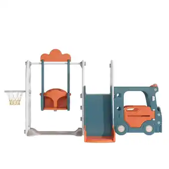 Tesco Living and Home 3-in-1 Kids Toddler Swing, Slide, and Climber Playset - Orange offer