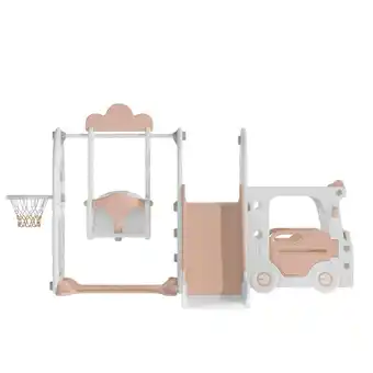 Tesco Living and Home 3-in-1 Kids Toddler Swing, Slide, and Climber Playset - Pink offer