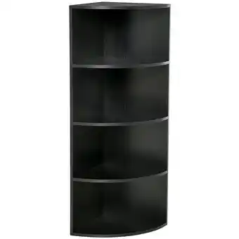 Tesco HOMCOM Corner Shelf 4 Tier Bookshelf Plant Stand Standing Unit Black offer