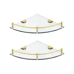 Tesco Living and Home Glass Corner Shelf for Bathroom 1-Tier Set of 2 - Gold offer