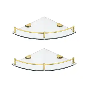 Tesco Living and Home Glass Corner Shelf for Bathroom 1-Tier Set of 2 - Gold offer