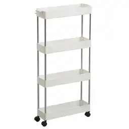 Tesco Living and Home Plastic Storage Trolley Cart 4-Tier Rack - White offer