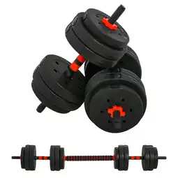 Tesco HOMCOM 25kg Adjustable 2 IN 1 Barbell Dumbbells Weight Set for Fitness offer