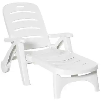 Tesco Living and Home Outdoor Plastic Foldable Garden Poolside Lounger Recliner with Wheels offer