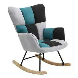 Tesco Living and Home Tufted Upholstered Rocking Chair - Grey, Blue & Black offer