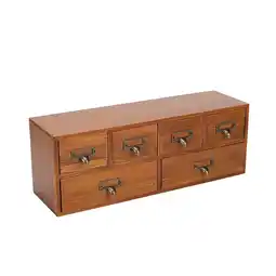 Tesco Living and Home Desktop Retro Wood Storage Organizer 6-Drawer - Brown offer