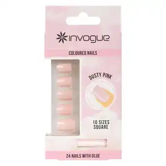 Tesco Invogue Dusty Pink Square Nails - Pack of 24 offer