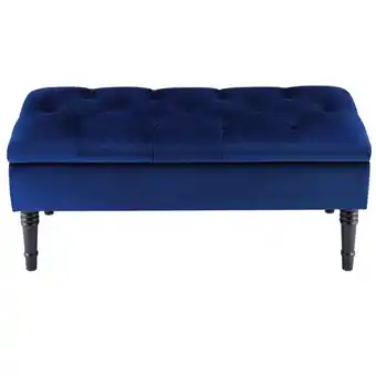 Tesco Living and Home Blue Buttoned Velvet Storage Bench - Blue offer