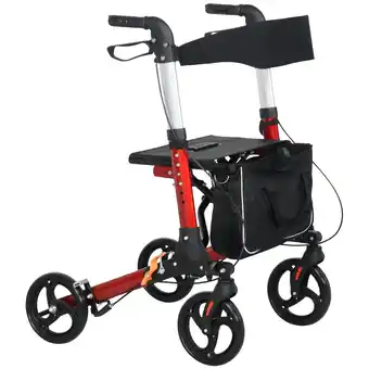 Tesco HOMCOM Folding Rollator Walker w/ Seat, Storage Bag, Adjustable Handle offer