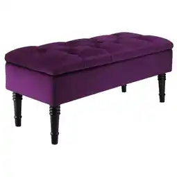 Tesco Living and Home Velvet Tufted Button Ottoman - Purple offer