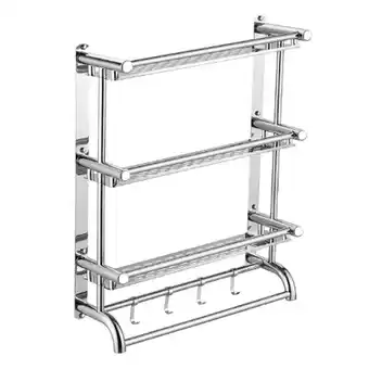 Tesco Living and Home 3 Tiers Stainless Steel Bathroom Shelf Storage Toilet Shelf Organizer Wall Mounted offer