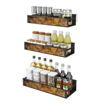 Tesco Living and Home Wooden 3-Piece Wall Mount Spice Rack Organizer offer