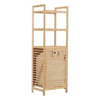 Tesco Living and Home Bamboo wood Storage Rack with Laundry Basket offer