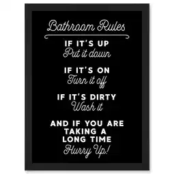 Tesco Funny Bathroom Toilet Rules A4 Black Framed Print offer