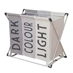 Tesco Living and Home Aluminium Foldable Laundry Sorter Triple Section - Light & Dark Colour offer