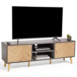 Tesco VonHaus Grey & Wood Effect Herringbone TV Stand Up To 65 offer