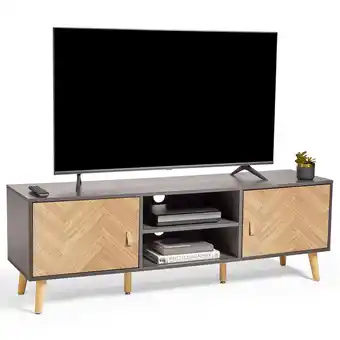 Tesco VonHaus Grey & Wood Effect Herringbone TV Stand Up To 65 offer