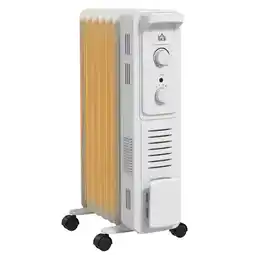 Tesco HOMCOM 7 Fin Portable Oil Filled Heater Radiator, Energy Efficient offer