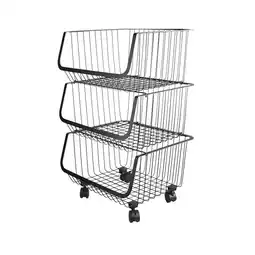 Tesco Living and Home Stackable Rolling Wire Storage Basket Trolley offer