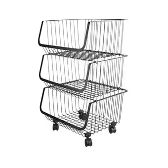 Tesco Living and Home Stackable Rolling Wire Storage Basket Trolley offer