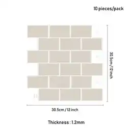 Tesco Living and Home 10Pcs Peel and Stick 1.2mm Thick Backsplash Tiles - Beige offer