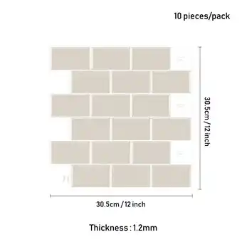 Tesco Living and Home 10Pcs Peel and Stick 1.2mm Thick Backsplash Tiles - Beige offer