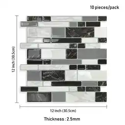 Tesco Living and Home 10Pcs Peel and Stick 2.5mm Thick Backsplash Tiles - Irregular Black Grey offer