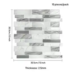 Tesco Living and Home 10Pcs Peel and Stick 2.5mm Thick Backsplash Tiles - Irregular Grey White offer