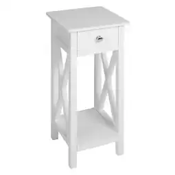 Tesco Living and Home Wooden Slim Console Table with One Drawer- White offer