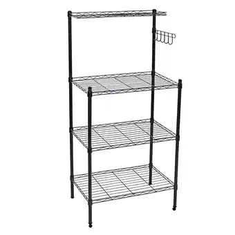 Tesco Living and Home 4-Tier Microwave Storage Rack with Hooks for Kitchen offer