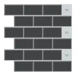 Tesco Living and Home 10Pcs Peel and Stick 1.2mm Thick Backsplash Tiles - Dark Grey offer