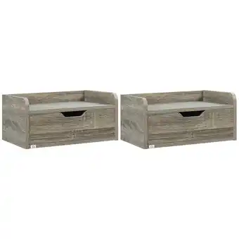 Tesco HOMCOM Floating Nightstand Set of 2, Nightstand with Drawer, Grey offer