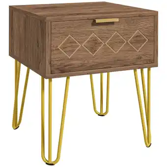 Tesco HOMCOM Bedside Table with Drawer, Gold Metal Legs for Living Room offer