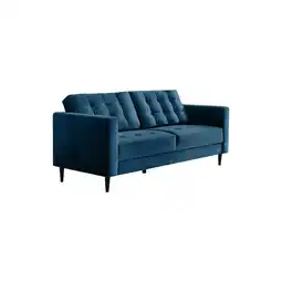 Tesco Furniturebox Jolene 3 Seater Navy Blue Velvet Sofa offer