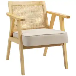 Tesco HOMCOM Rattan Armchair with Wood Frame Seat Cushion for Living Room offer