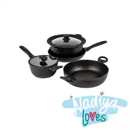 Tesco Prestige Stackable Pots and Pans Set, Non Stick Induction Dishwasher Safe, 4 Pce offer